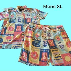 MCMXXXIII Aloha wear shirt and shorts mens XL